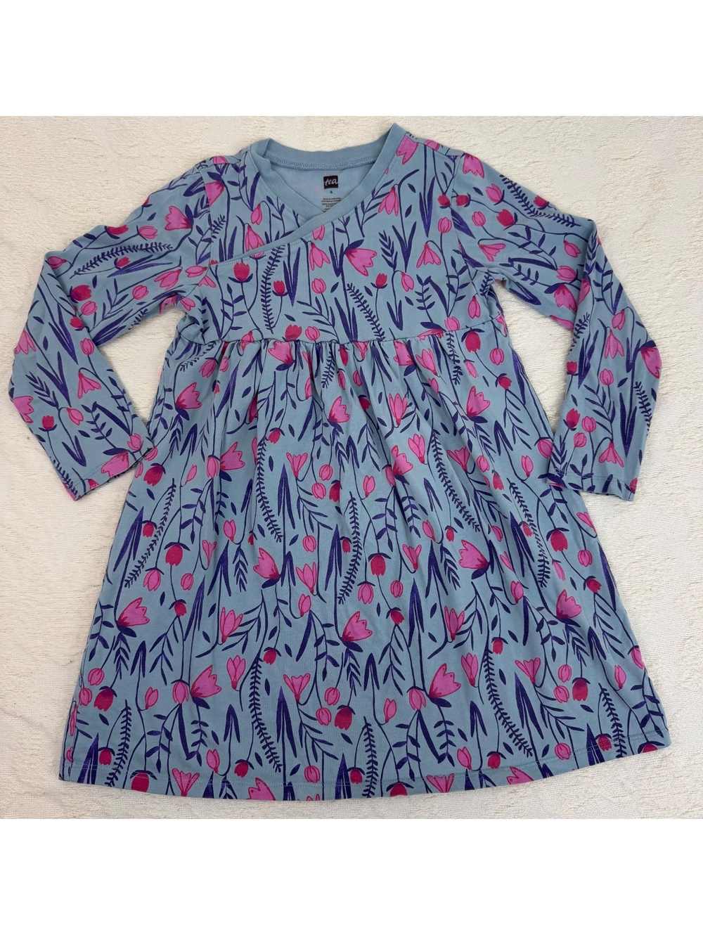 Tea Collection blue floral long sleeve dress